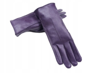 rękawiczki damskie skórzane eleganckie - Purple
