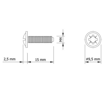 Złącze meblowe do szafek fi5 mm M4 (30-40 MM)