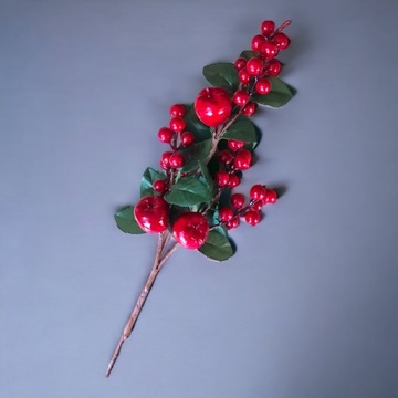 Длинная веточка яблок, черники, шарики для украшения венка, яблоко 55 см.