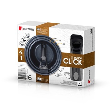 Набор кастрюль со съемной ручкой 16+18+20см.