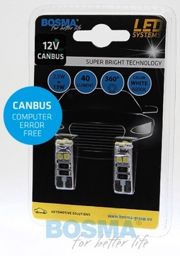 12V 8xLED SMD3528 T10 BIAŁA 6000K CANBUS 2 sztuki