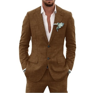 Slub Cotton Linen Suiting Fabric Full Men's Suit L