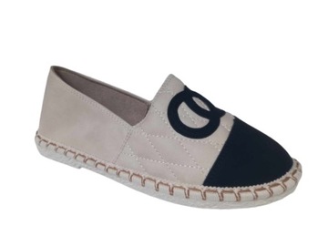 JASNE BEŻOWE WSUWANE TENISÓWKI -42- PIKOWANE ESPADRYLE LOGO COCO