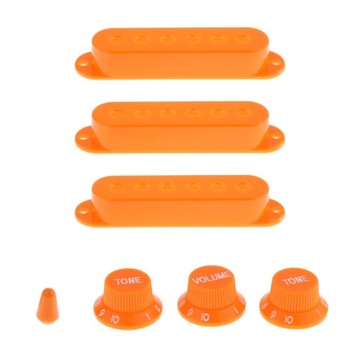 Практичный футляр для звукоснимателя для электрогитары с ручками и наконечником переключателя оранжевого цвета.