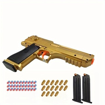 Pistolet Gold Desert Eagle Full Auto z magazynkiem i tłumikiem Softball
