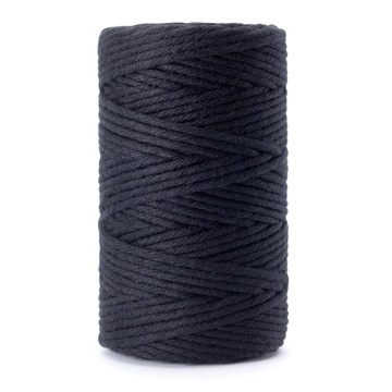 Sznurek do makramy bawełniany pure black 2mm 60m