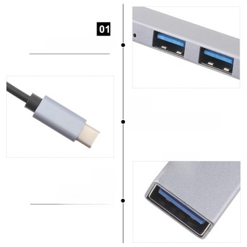 Разветвитель USB HUB 3.0 серый 25X1,5CM