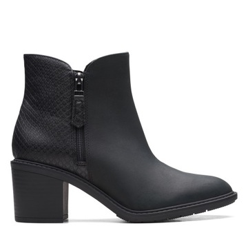 Botki damskie Clarks Scene Zip skórzane czarne 41