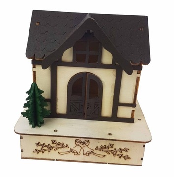 DOMEK DREWNIANY LED ŚWIĄTECZNY KLIMAT