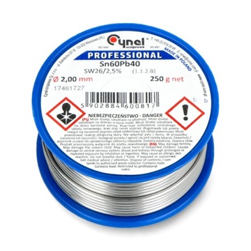 Cyna z kalafonią polska Cynel 0,25kg 2mm