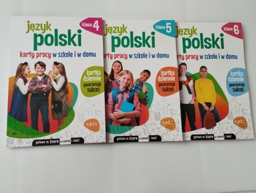 Pakiet JĘZYK POLSKI 4-6 Karty Pracy x3. Nauka szkoła GREG ćwiczenia zadania