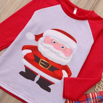 PIŻAMA Boże narodzenie rodzinny pasujące piżamy czerwony Santa Claus Top i