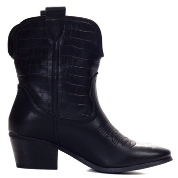 BOTKI DAMSKIE BUTY WIOSENNE KOWBOJKI NA OBCASIE