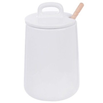 Pojemnik porcelanowy na miód do miodu z pokrywką i łyżeczką pałką 470 ml /O