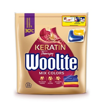 WOOLITE PIORĄCE KAPSUŁKI Z KERATYNĄ DO KOLORÓW COLOR 33 SZTUKI KAPSUŁEK