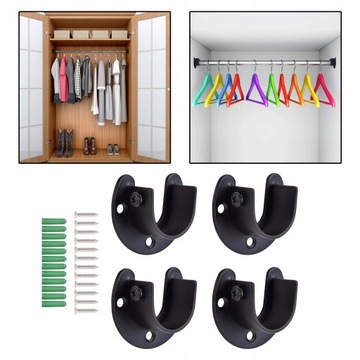 4x кронштейн для крепления держателя труб для гардероба