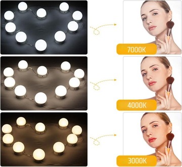 СВЕТОДИОДНЫЕ ПОДСВЕТКИ ДЛЯ ЗЕРКАЛА ТРУМАРНЫЙ СТОЛИК 10 шт. ПОДСВЕТКИ 3 ЦВЕТА