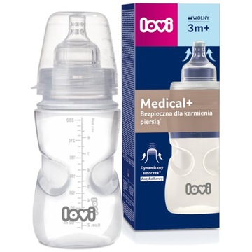 Butelka Lovi Medical+ 250ml smoczek 3m+