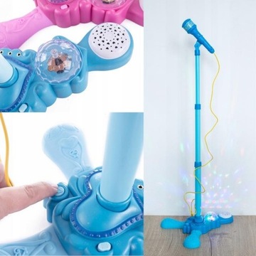ДЕТСКИЙ КАРАОКЕ-МИКРОФОН НА ПОДСТАВКЕ, ПРОЕКТОР MP3, ДИНАМИК TOBBI-TOYS