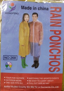 Poncho przeciwdeszczowe jednorazowe