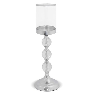 ŚWIECZNIK METALOWY, SZKLANY, GLAMOUR, DEKORACJA