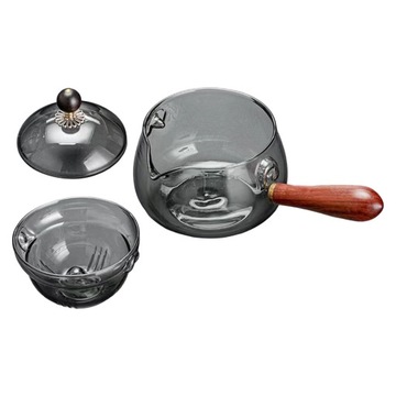 Glass Teapot with Heat Resistant Wood Handle,