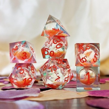 PIASKI CZASU ZESTAW 7 PŁYNNYCH EPOKSYDOWYCH KOŚCI KOSTEK RPG