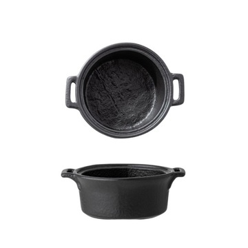 Sosjerka dipówka z uchwytami Wilmax 10,5x3,7 cm czarna porcelanowa