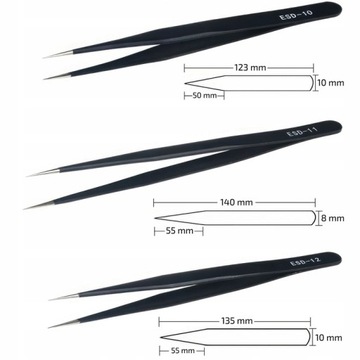 Прецизионные пинцеты Набор универсальных прецизионных пинцетов Пинцеты, 9 шт. в футляре