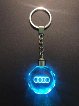 Светодиодный 3D-хрустальный светящийся брелок для ключей от автомобиля с логотипом Audi