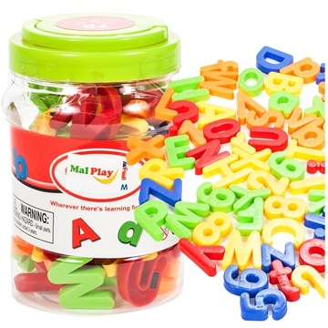 MAGNESY ALFABET LITERKI CYFERKI NA LODÓWKĘ TABLICĘ