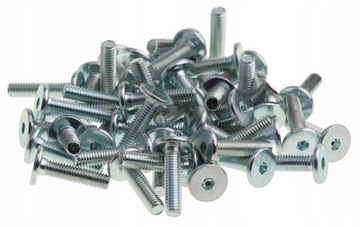 ŚRUBA MEBLOWA SZWEDZKA M6 x 30 mm 50 sztuk PŁASKA