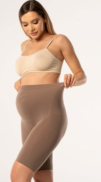 Legginsy ciążowe Annes ~ kolarki ~ bezszwowe, mikrofibra ~ L/XL latte