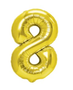 BALON FOLIOWY CYFRA '8' ZŁOTA 100 CM, SUPER PAK