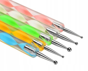 5x SONDA DWUSTRONNA DO ZDOBIEŃ PAZNOKCI ZESTAW 5 SZTUK