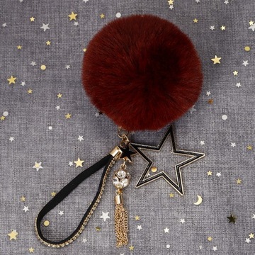 Pompom Ball Keychain Fluffy 5 Gwiazdkowy Wisiorek Do Kluczy