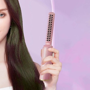 Bezprzewodowa szczotka do prostowania włosów Elektryczny grzebień na gorąco Wielofunkcyjny różowy