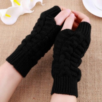 ТЕПЛЫЕ ЧЕРНЫЕ ПЕРЧАТКИ БЕЗ ПАЛЬЦЕВ