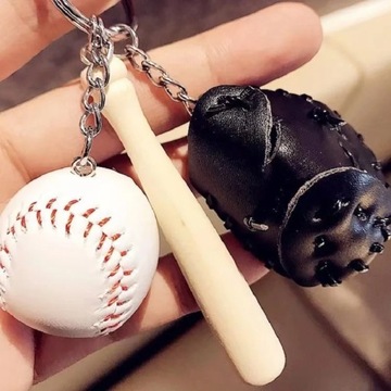 Mini three-piece baseball glove Wooden bat key ring Sports car key ring key