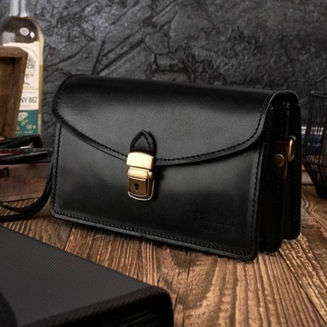 KLASYCZNA SKÓRZANA SASZETKA MĘSKA N06-BL