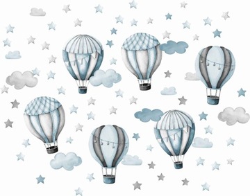 NAKLEJKI NA ŚCIANĘ NIEBIESKIE BALONY GWIAZDKI MAŁE