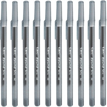 DŁUGOPIS ROUND STIC CZARNY 1MM BIC 10 SZTUK