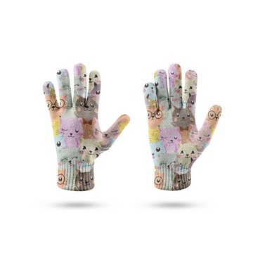 Женские и мужские перчатки с принтом панды, зимние противоскользящие