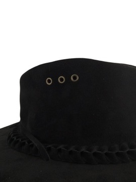 ЧЕРНАЯ КОЖАНАЯ ШЛЯПА НА РЕМЕНКАХ - РАЗМЕР XL