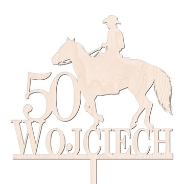 Topper JAZDA KONNA NAPIS NA TORT Kowboj Cowboy Koń