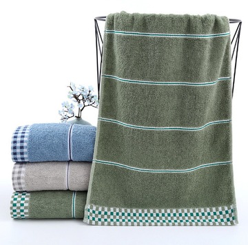 Ręcznik KRATKA - PASY ZIELONY 75x35 cm 96g