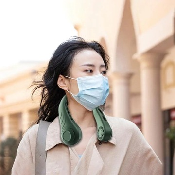 ПОРТАТИВНЫЙ НАШЕЙНЫЙ ВЕНТИЛЯТОР, РЕГУЛИРУЕМЫЙ USB, 1200 МАЧ, ЗЕЛЕНЫЙ