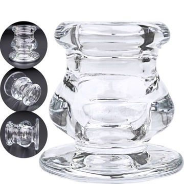 ŚWIECZNIK SZKLANY DO ŚWIEC SZPIC NA JEDNĄ ŚWIECE wys 5,5 cm ŚLUB KOMUNIA