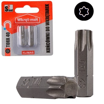 Bity do wkrętarki TORX 40 25mm 2 szt. TX40 magnetyczne Klimas