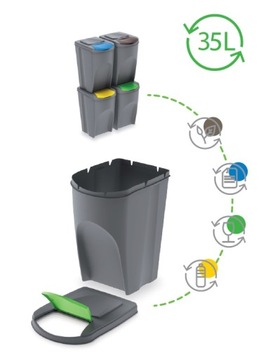Набор корзин-контейнеров для сортировки мусора 4х35л